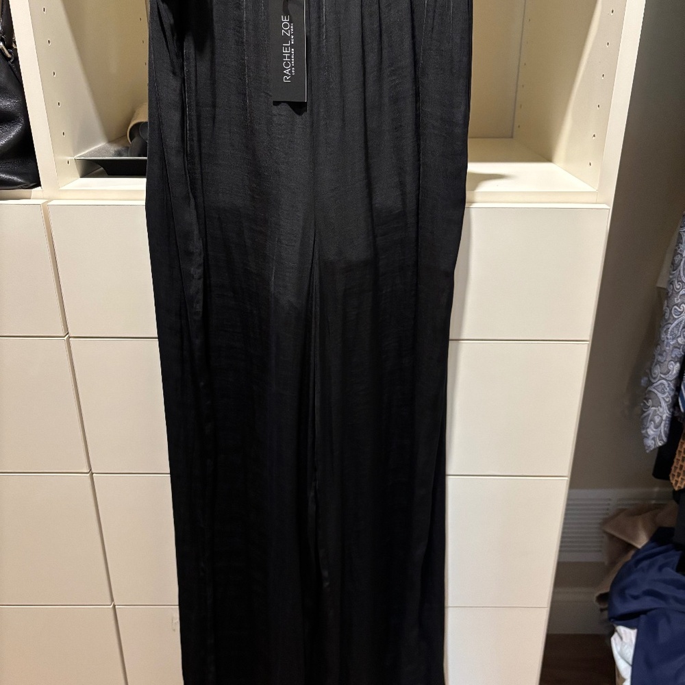 Rachel Zoe Black Satin Pants L